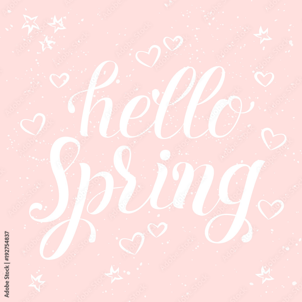 Hello Spring hand drawn card