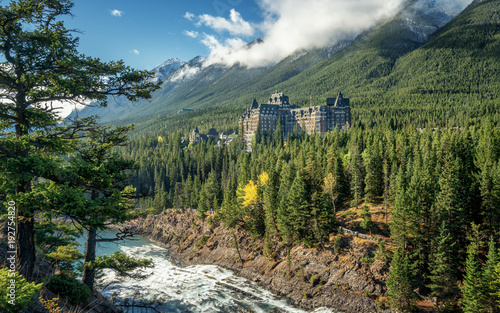 Autumn at the Fairmont Banff  Springs Hotel with the Bow River photo