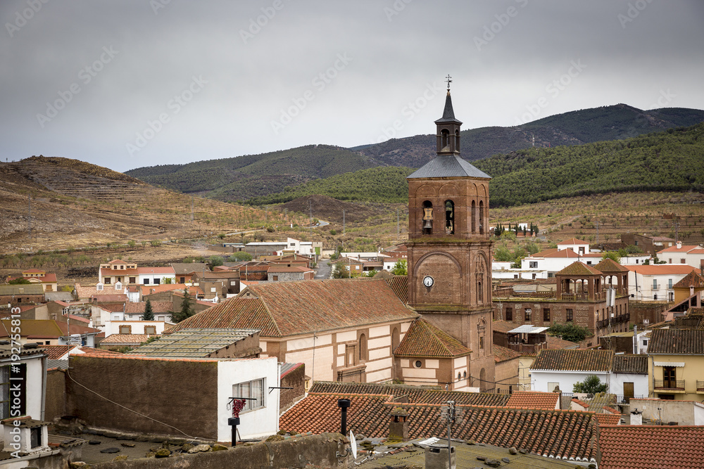 a view over La Calahorra town and the church of La Anunciacion, Province of Granada, Spain
