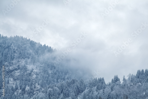 winter fog over mountains