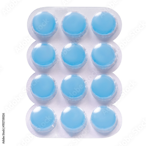 Medicine pills in blister  drug tablets isolated