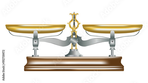 isolated illustration of vintage metal table scales
