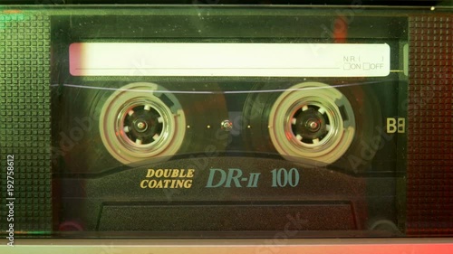 Audio Cassette in the Player. Close-up