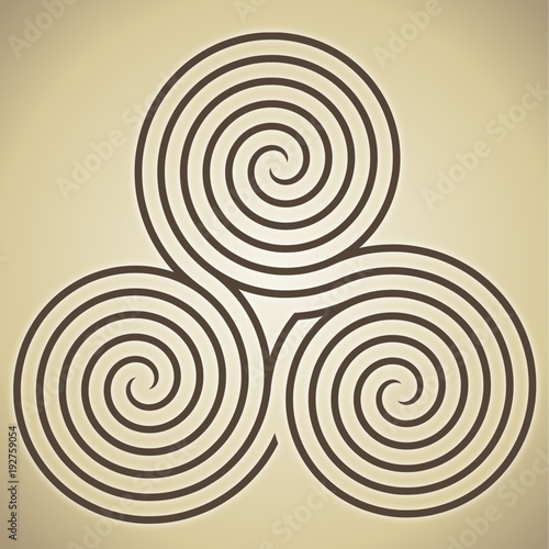 Triple spiral labyrinth symbol, vector illustration