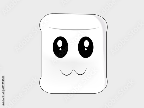 marshmallow cartoon delighted on a white background