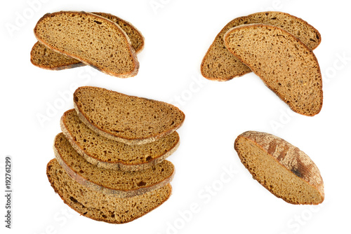 Set fresh natural dark grain bread isolated on white background.