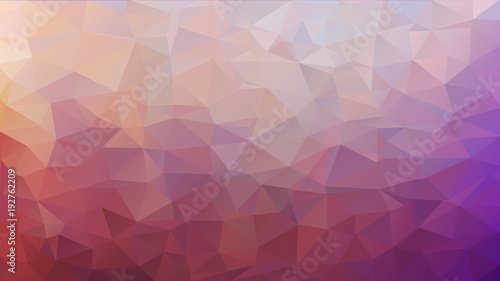 Abstract low poly background of triangles in Purple, pink, blue colors. Substrate for design. 16:9