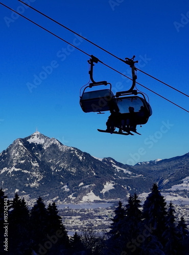 cabin lift in winter at ski resort