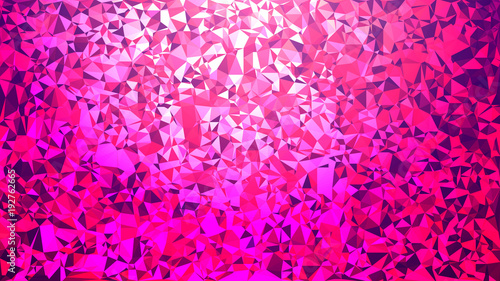 Abstract low poly background of triangles in Pink, red, raspberry colors. Substrate for design. 16:9