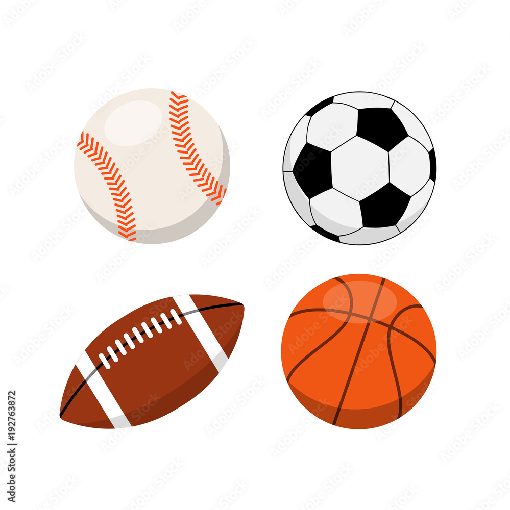 Sports balls on white background vector illustration.