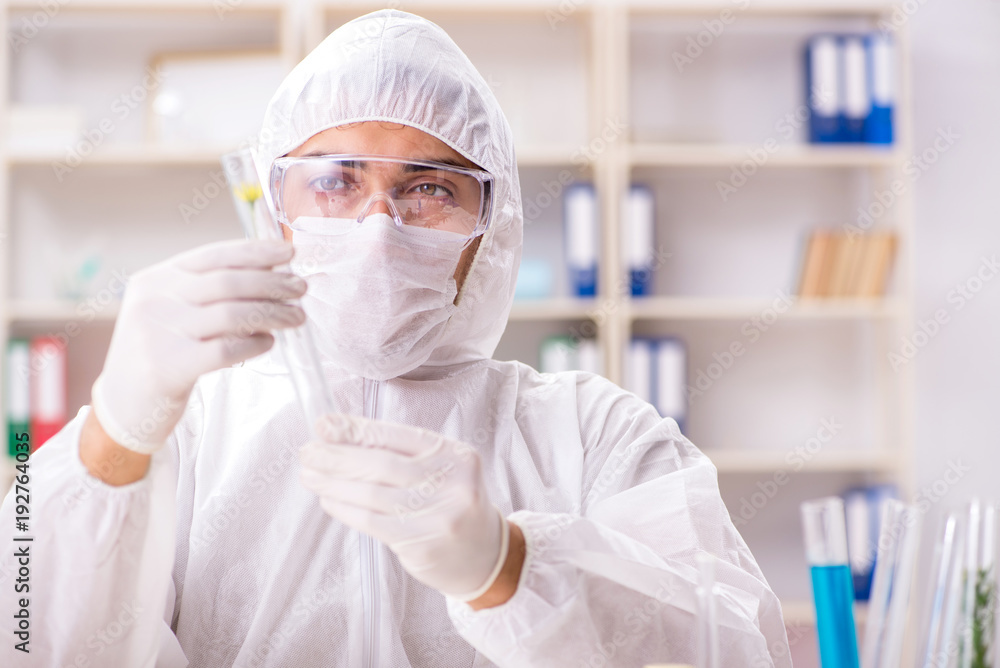 Biotechnology scientist chemist working in lab Biotechnology scientist chemist working in lab