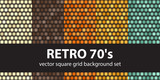Square pattern set Retro 70s. Vector seamless tile backgrounds