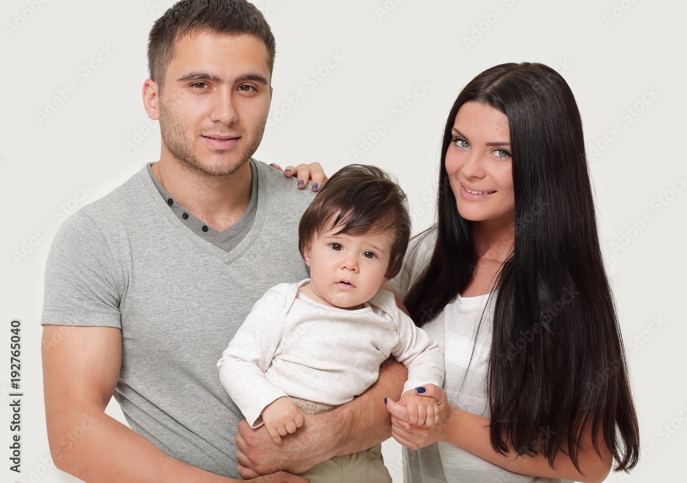 bright portrait of happy family. isolated on white background bright portrait of happy family. isolated on white background