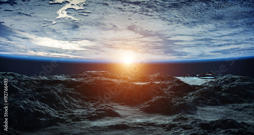 Fototapeta Naklejka Na Ścianę i Meble -  Astronauts exploring an asteroid 3D rendering elements of this image furnished by NASA