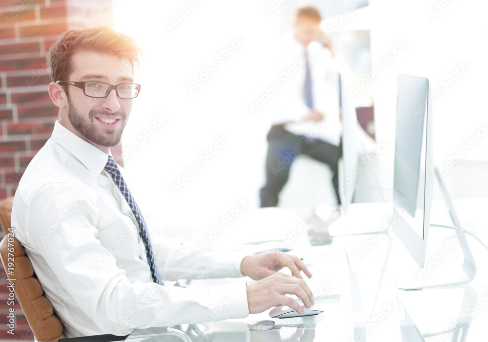 successful businessman on blurred background office successful businessman on blurred background office