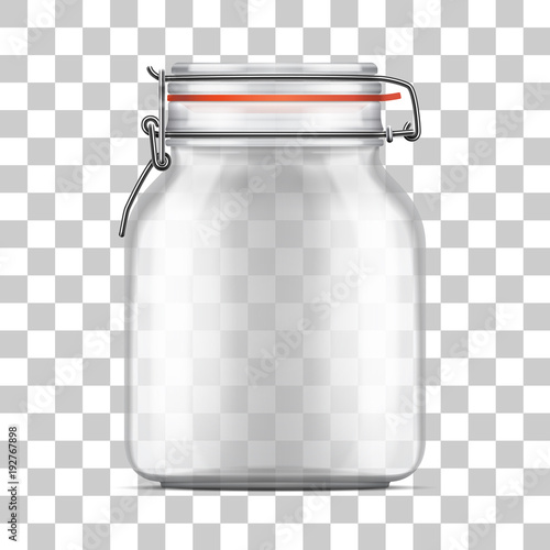 Vector empty Bale Glass Jar with Swing Top Lid isolated on transparent background
