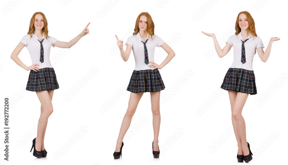 Young student female holding isolated on white Young student female holding isolated on white