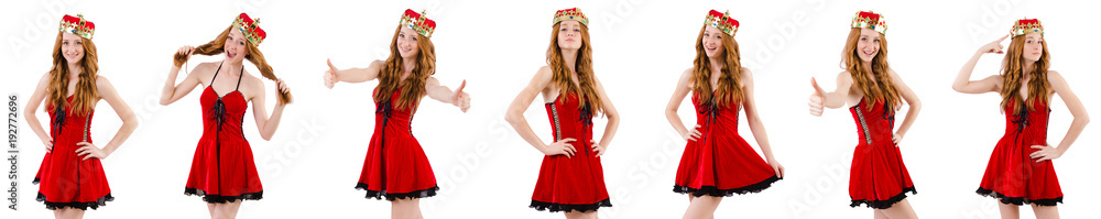 Redhead girl with crown isolated on white Redhead girl with crown isolated on white