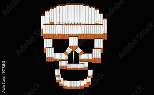 vector calavera hecha de cigarros 