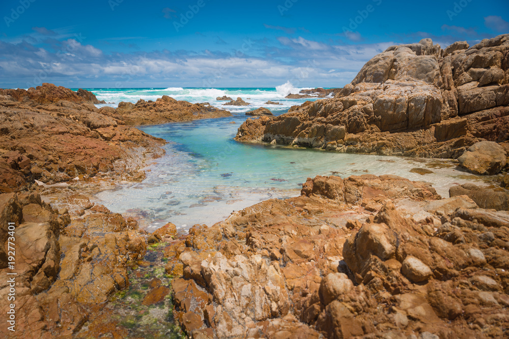 Australian coastal landscape. Scenic rock formarions at the beach Australian coastal landscape. Scenic rock formarions at the beach