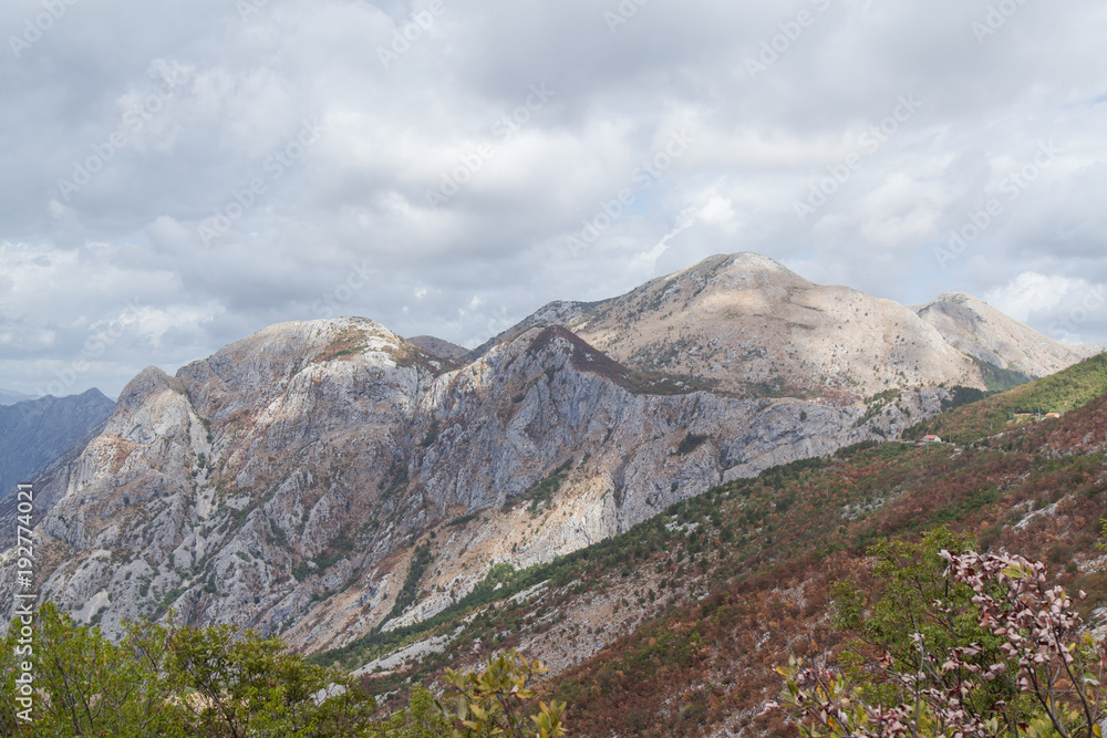 View of the valley in the mountains of Montenegro 
