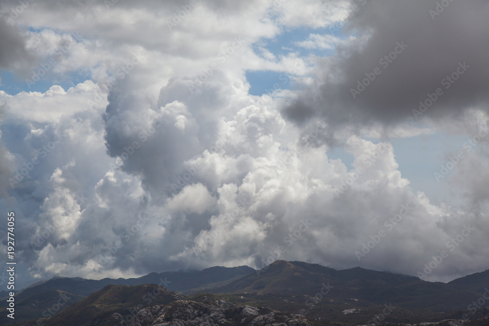 View of the valley in the mountains of Montenegro 