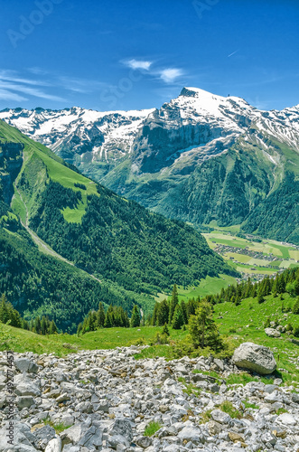 Swiss Alps. Resort Engelberg. Traveling on foot through the Swiss countryside and mountain tops