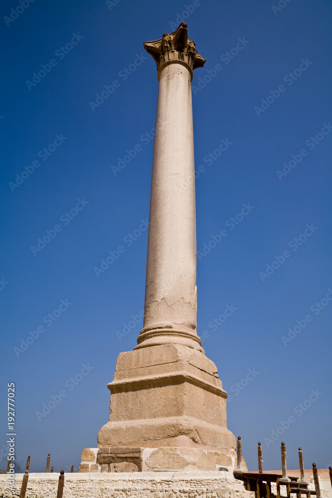Pompey's Pillar in the city of Alexandria, Egypt