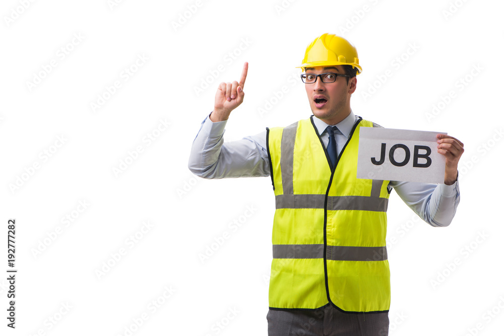 Construction supervisor in recrtuiment concept isolated on white Construction supervisor in recrtuiment concept isolated on white