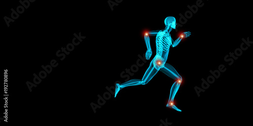 Artistic 3D illustration of a jogger having pain in his joints © madesapix