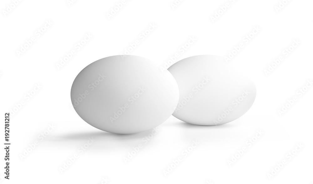 two white eggs isolated 3d rendering