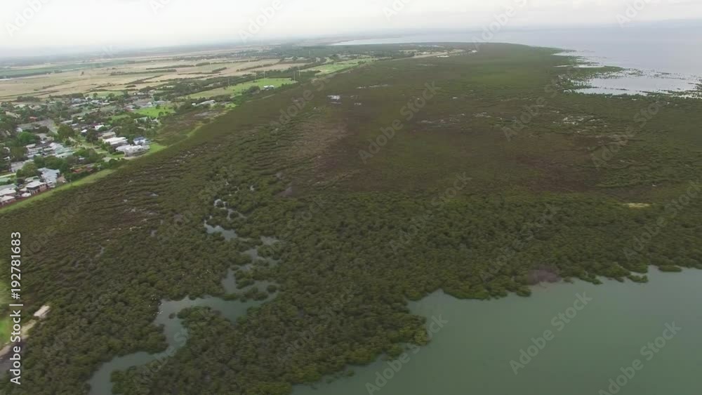 Smooth cinematic flight over beautiful ocean coastline and mangroves in Australia Smooth cinematic flight over beautiful ocean coastline and mangroves in Australia