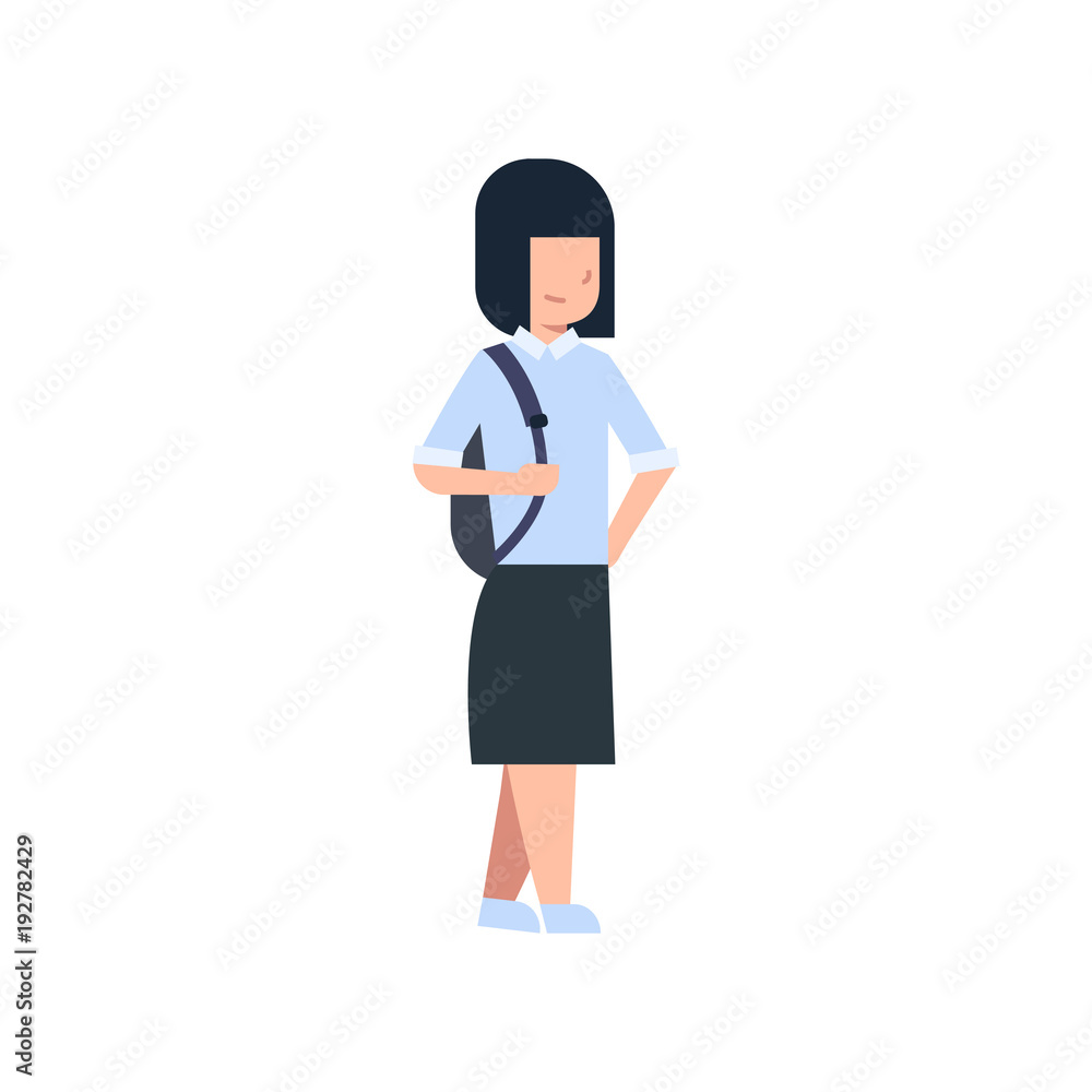 School Girl With Backpack Isolated Cute Caucasian Schoolgirl Wearing Uniform Flat Vector Illustration School Girl With Backpack Isolated Cute Caucasian Schoolgirl Wearing Uniform Flat Vector Illustration