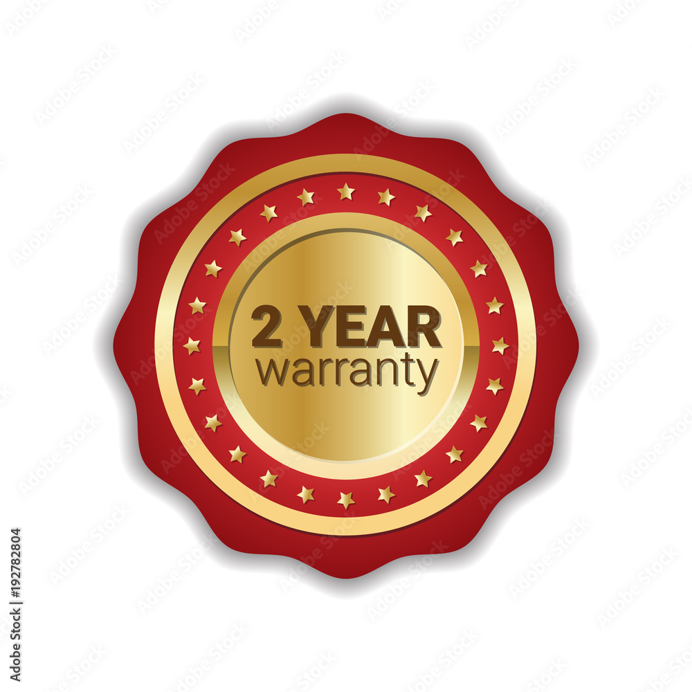 2 Years Warranty Badge Golden Label Icon Isolated Vector Illustration 2 Years Warranty Badge Golden Label Icon Isolated Vector Illustration