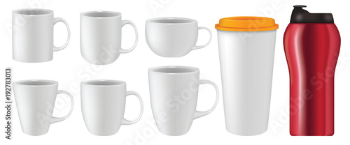 Realistic Mug Collection Vector