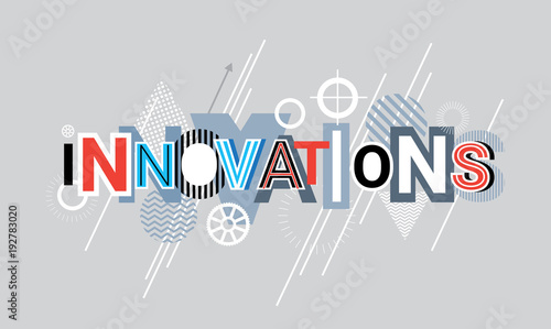 Innovations Technology Creative Word Over Abstract Geometric
