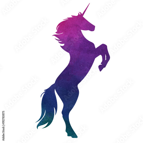 Canvas Print Watercolor vector unicorn silhouette illustration