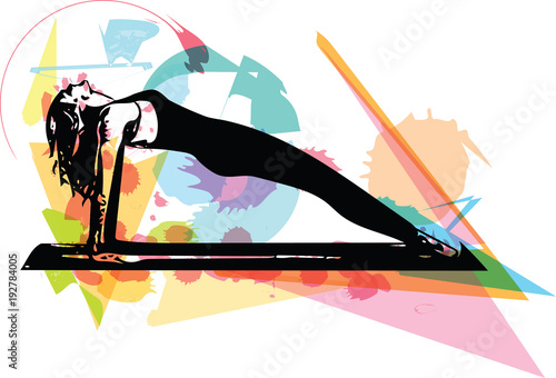 Beautiful sporty fit yogini woman practices yoga