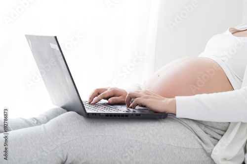 Pregnant women use internet by laptop for seeking pregnancy related information