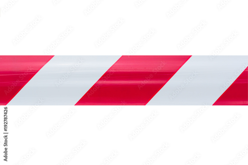 Fototapeta premium red and white stripes tape isolate on white background