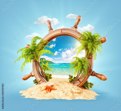 Tropical landscape in a helm