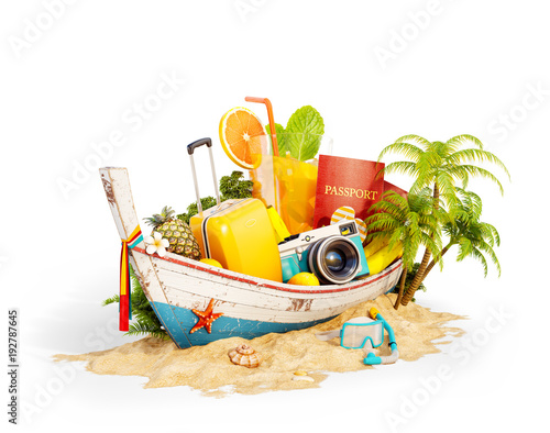 Beautiful Thai boat with suitcase