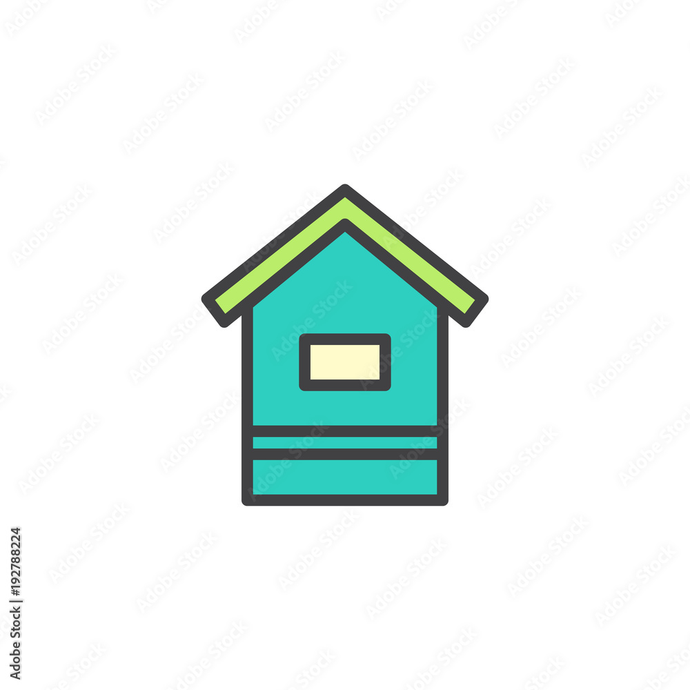 Wooden hive filled outline icon, line vector sign, linear colorful pictogram isolated on white. Beekeeping, apiculture symbol, logo illustration. Pixel perfect vector graphics Wooden hive filled outline icon, line vector sign, linear colorful pictogram isolated on white. Beekeeping, apiculture symbol, logo illustration. Pixel perfect vector graphics