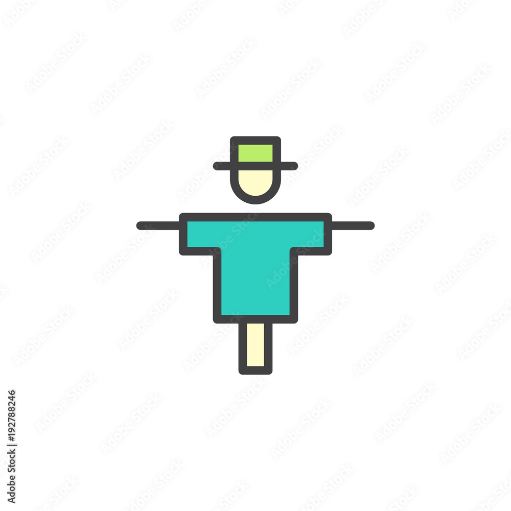 Scarecrow filled outline icon, line vector sign, linear colorful pictogram isolated on white. Dummy symbol, logo illustration. Pixel perfect vector graphics Scarecrow filled outline icon, line vector sign, linear colorful pictogram isolated on white. Dummy symbol, logo illustration. Pixel perfect vector graphics