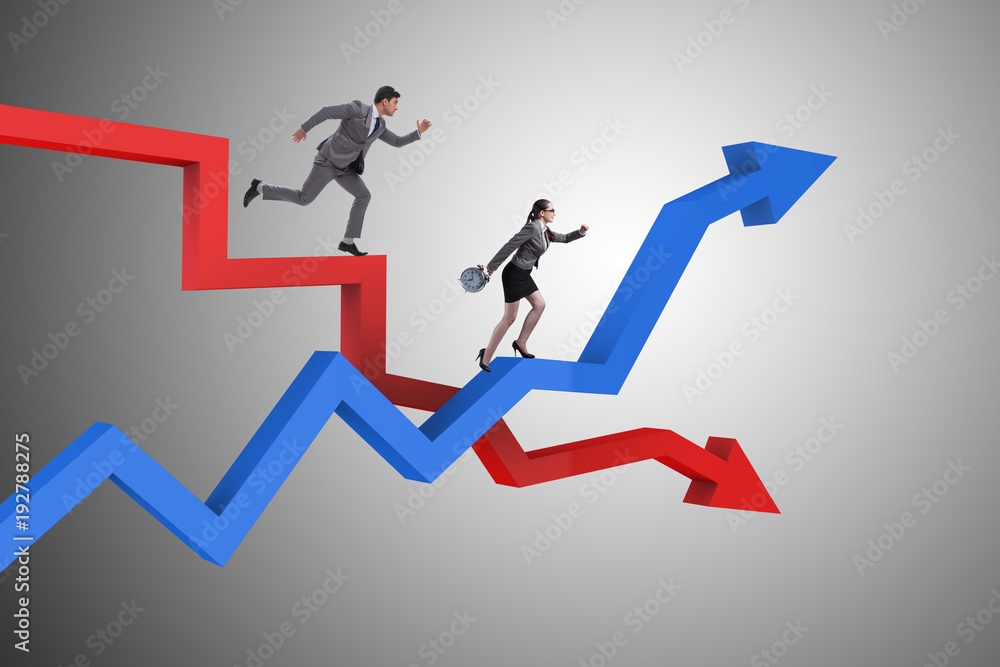 Business concept of both crisis and recovery Business concept of both crisis and recovery