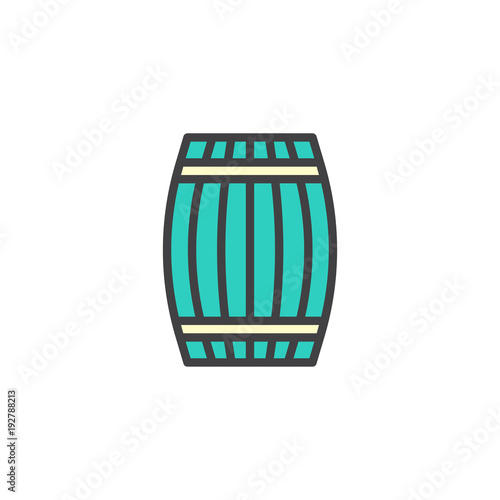 Wooden barrel cellar filled outline icon, line vector sign, linear colorful pictogram isolated on white. Wine barrel symbol, logo illustration. Pixel perfect vector graphics