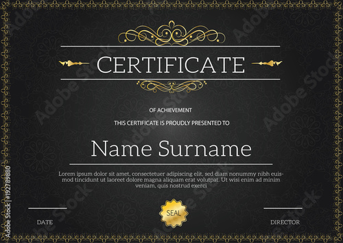 Vintage golden classic certificate ,Certificate of achievement template
