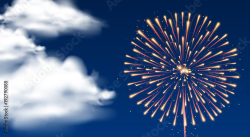 Background with firework in dark sky