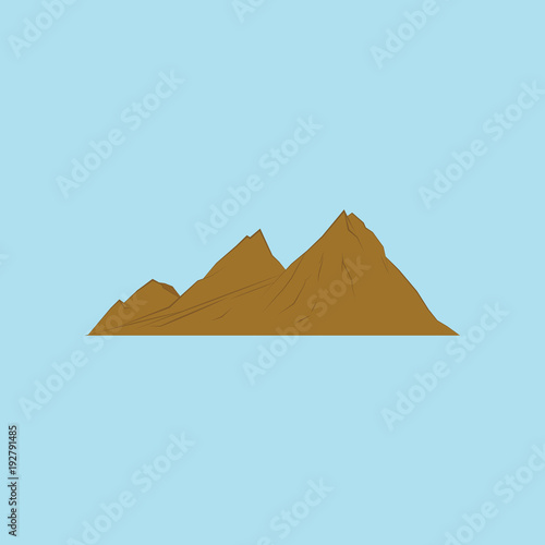 vector illustration of beautiful big brown mountain for object and background design, flat design, mountain for background