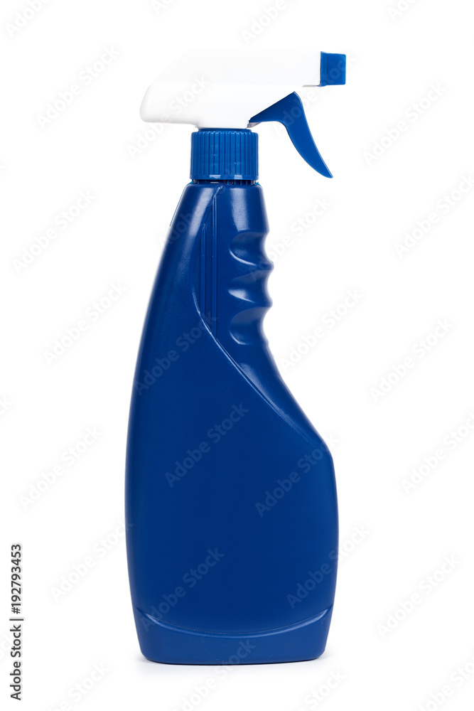 Plastic spray pistol cleaner bottle. Isolated on white background Plastic spray pistol cleaner bottle. Isolated on white background